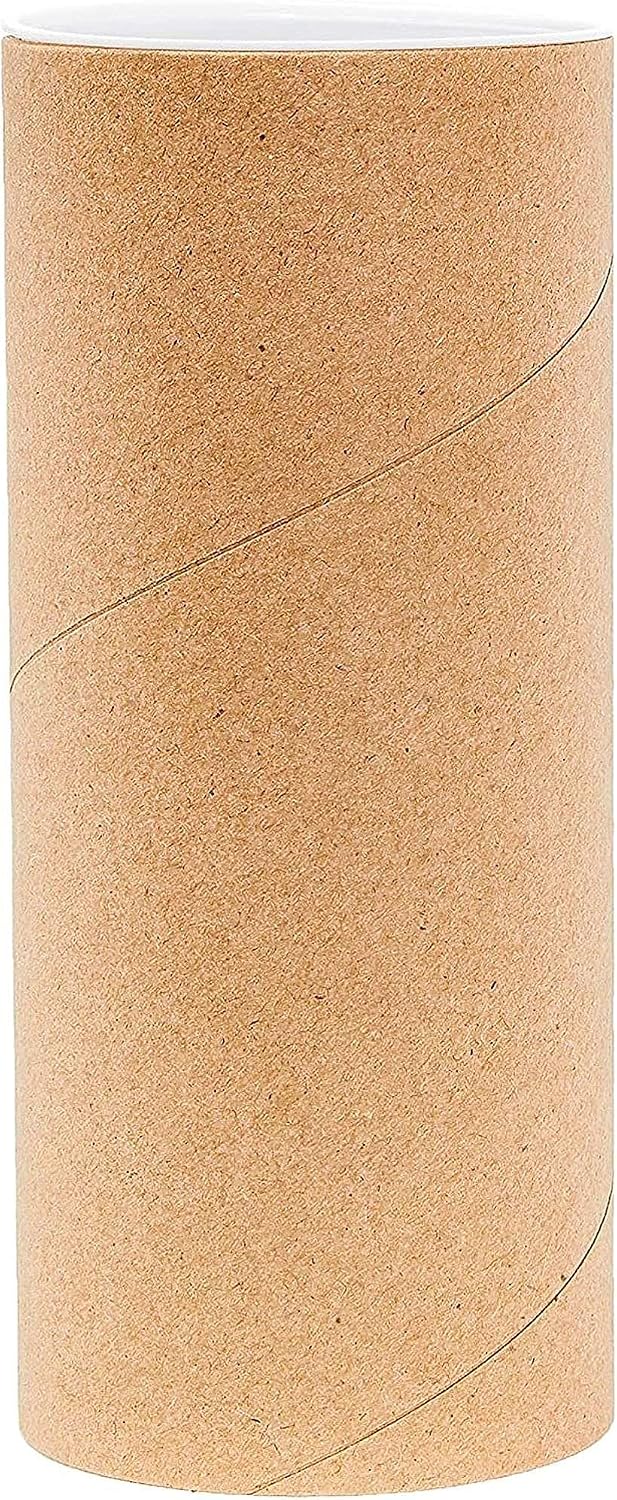 10-Pack Mailing Tubes & Caps - 3 x 7 in Brown Mailer - Durable 3-Ply Spiral Round Cardboard Cylinder for Crafts &