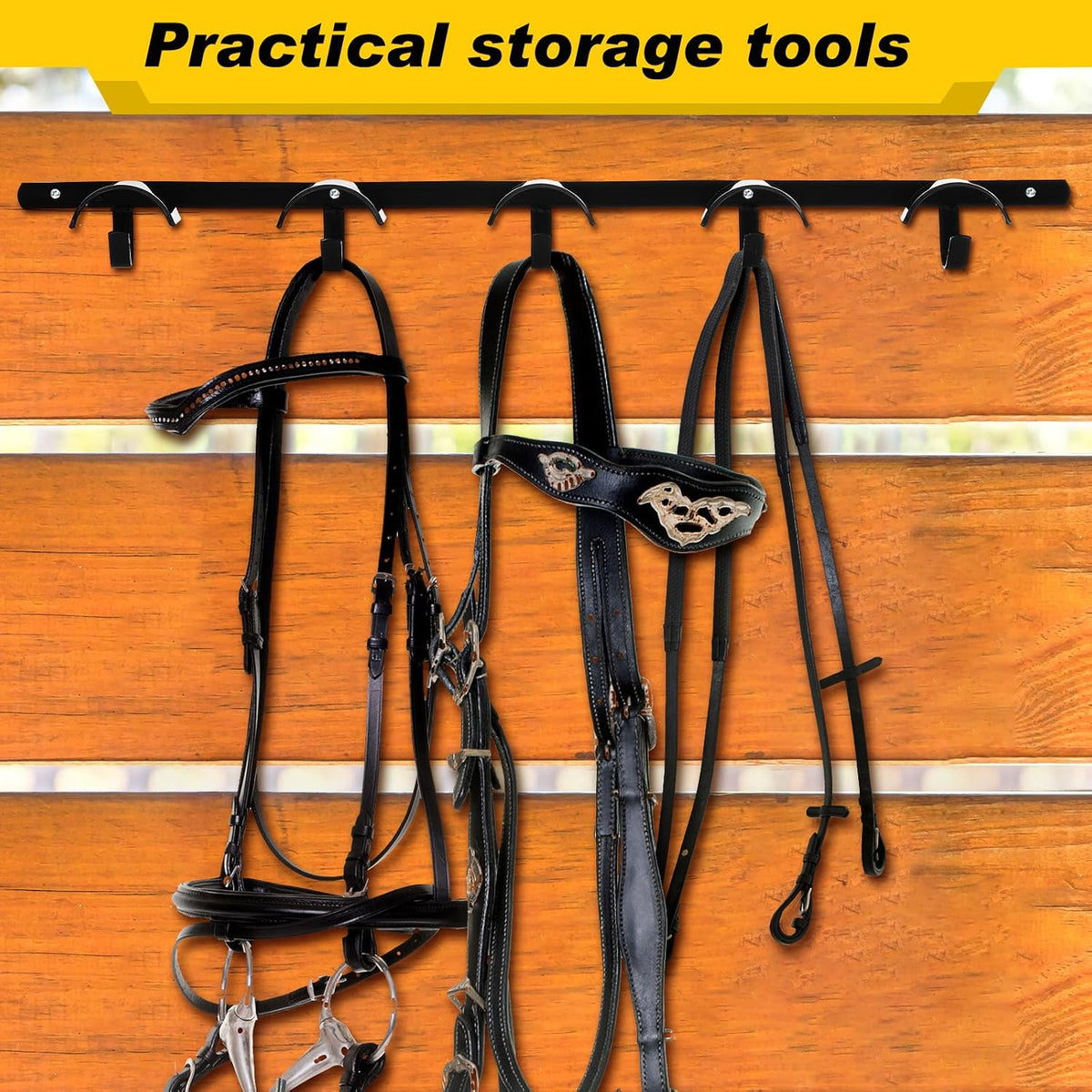 2 Pcs Bridle Rack for Horse Wall Mount, Horse Tack Bulk, Five Hooks