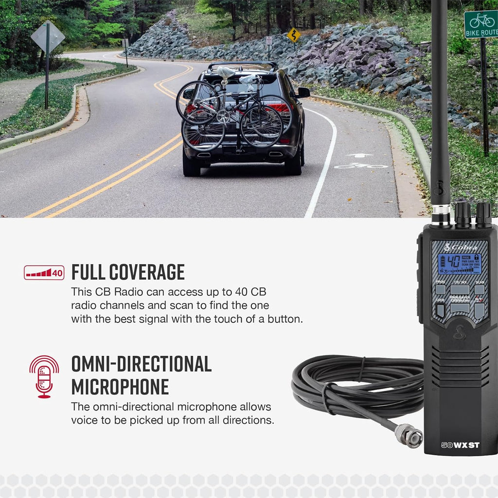 HHRT50 Road Trip CB Radio - 2-Way Handheld Emergency Radio with Access to Full 40 Channels & NOAA Alerts, Rooftop