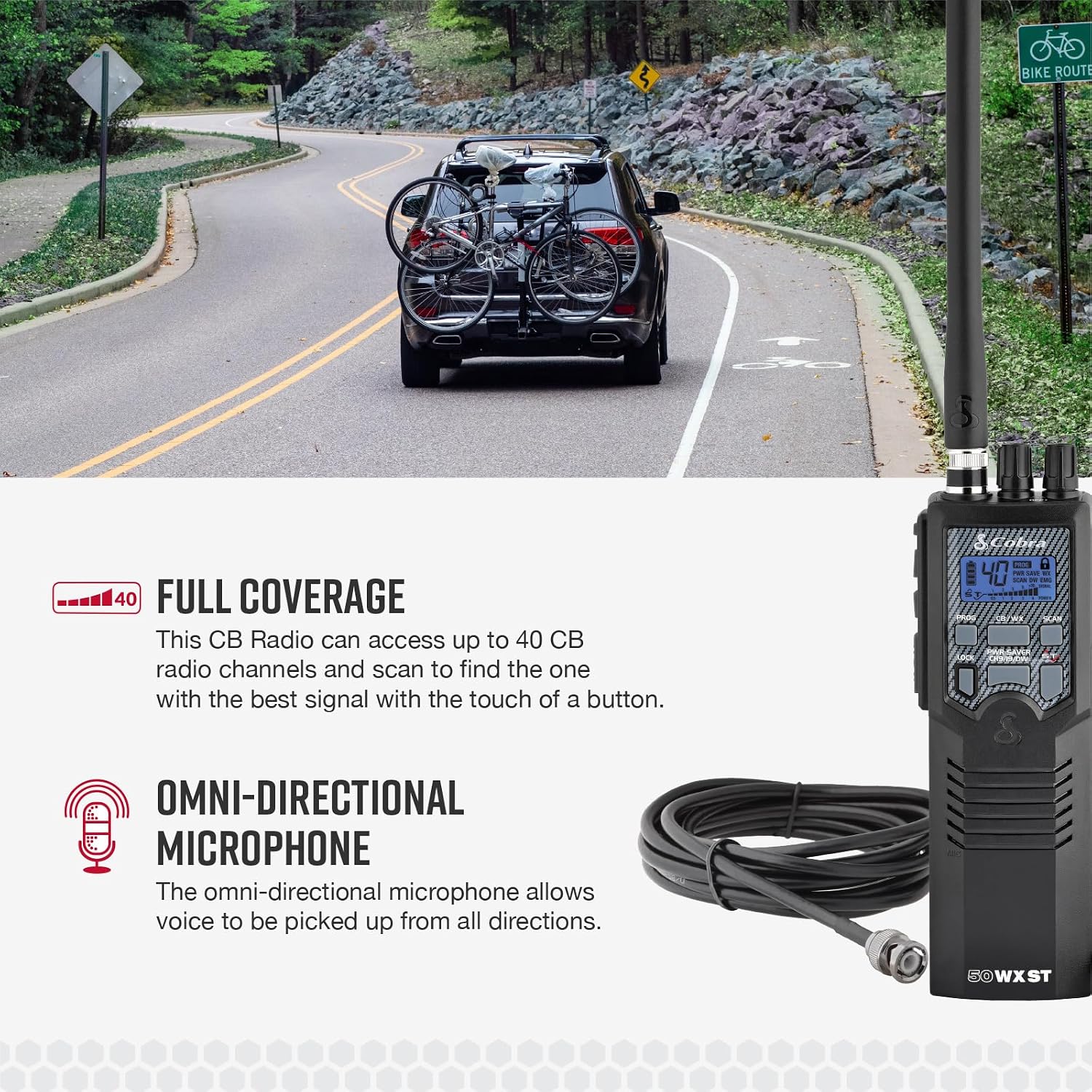 HHRT50 Road Trip CB Radio - 2-Way Handheld Emergency Radio with Access to Full 40 Channels & NOAA Alerts, Rooftop