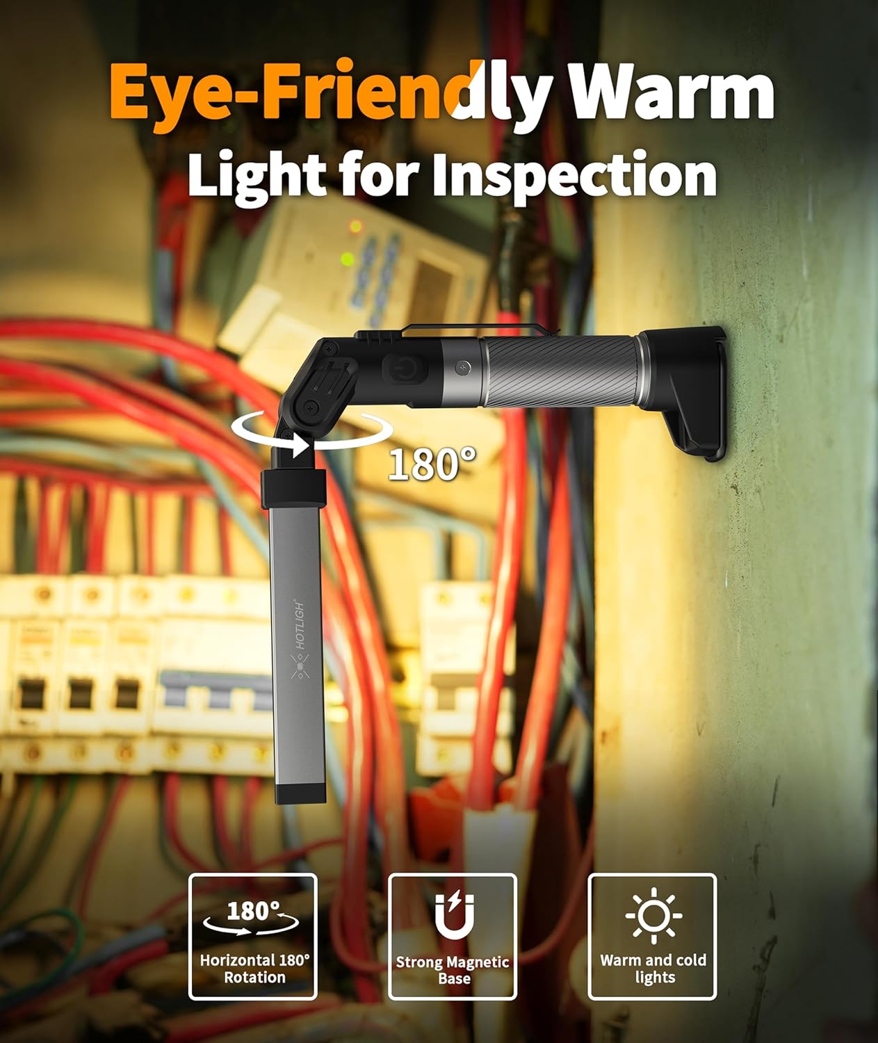 Magnetic Work Light - 800 Lumens Rechargeable Work Light with Multifunctional Foldable Design, 2200 mAh Mechanic