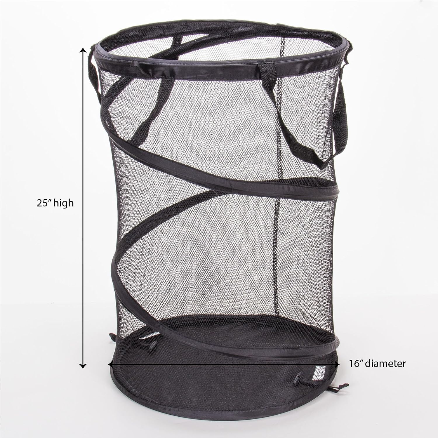 2026 Pop-Up Collapsible Mesh Laundry Hamper | Black, 25" H
