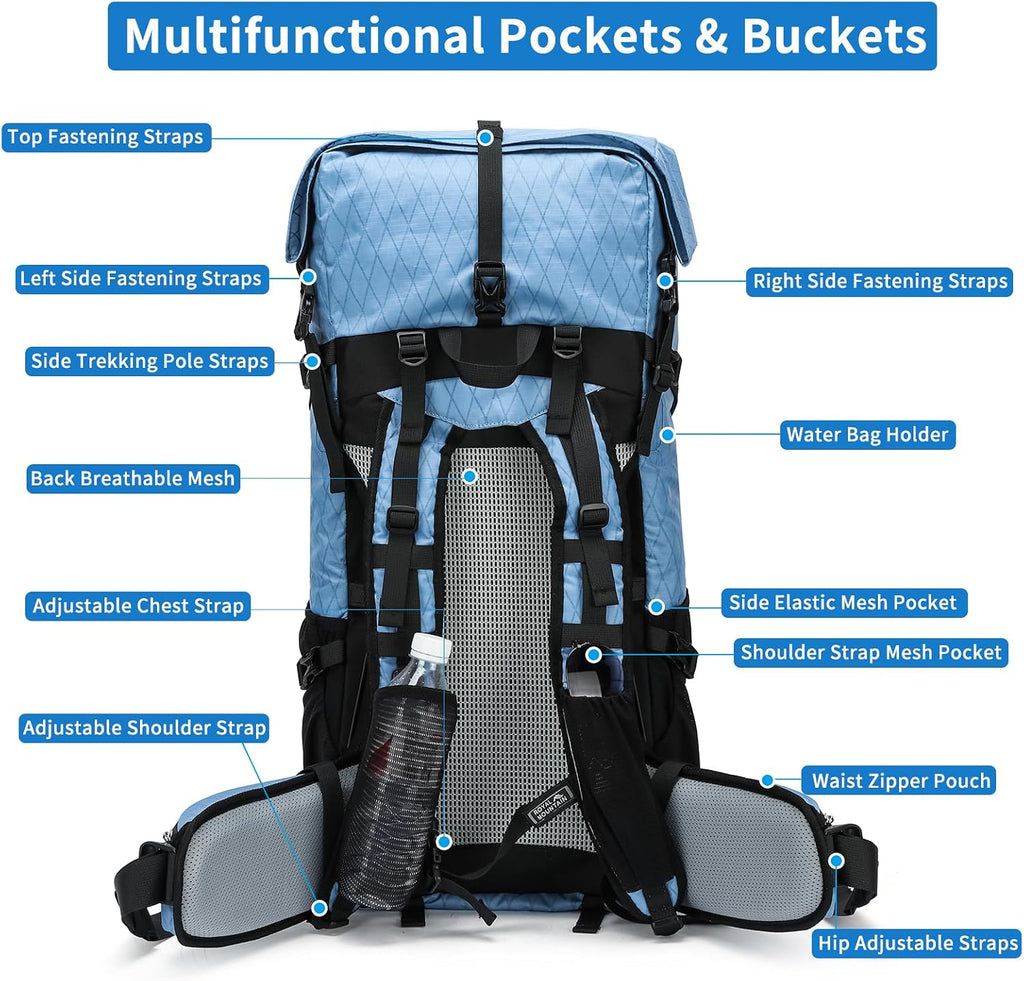 Hiking Backpack,40L to 50L Extra Large Capacity Hiking Bag,Internal Frame Camping Backpack,Upgraded X-PAC Lightweight