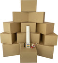 Uboxes Moving Boxes 1 Room Bigger Moving Kit - 14 Boxes Plus Supplies & Tape, Brown Kraft