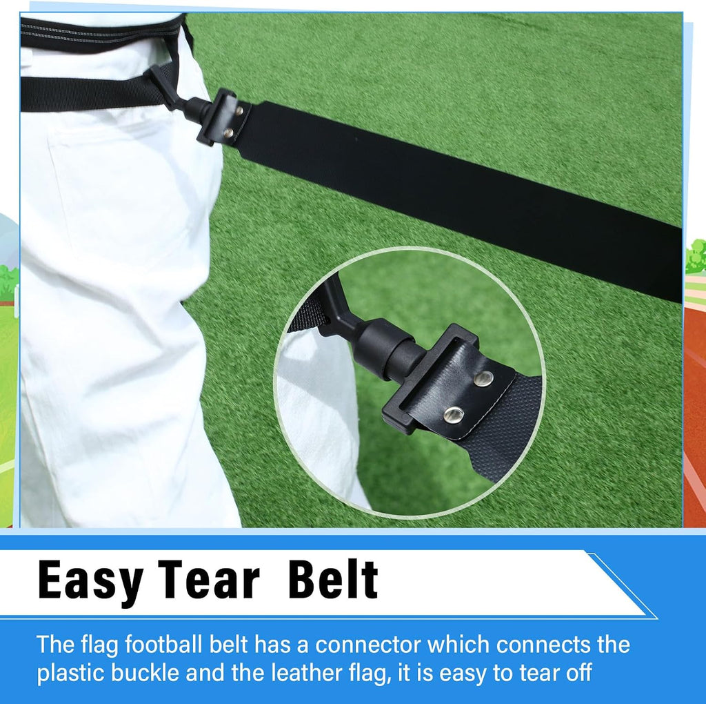 10/12 Players Flag Football Belts and Flags | Adjustable Football Belts for Adults, Flag Football Set for Kids Team