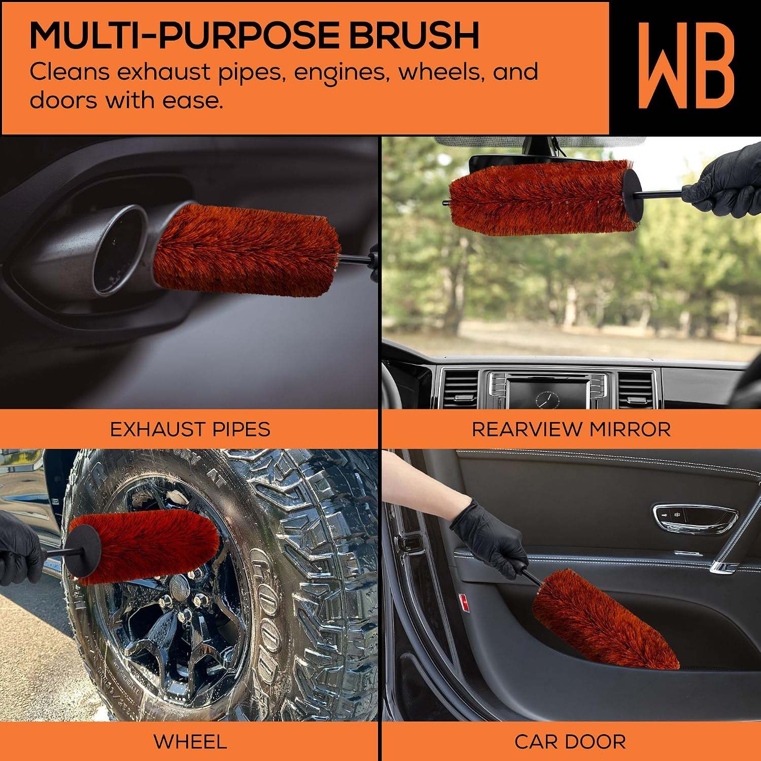 Suds Lab WB Premium Detailing Wheel Brush, Ultra-Soft, 17.7", All Vehicles | Scratch-free reusable rim, and tire