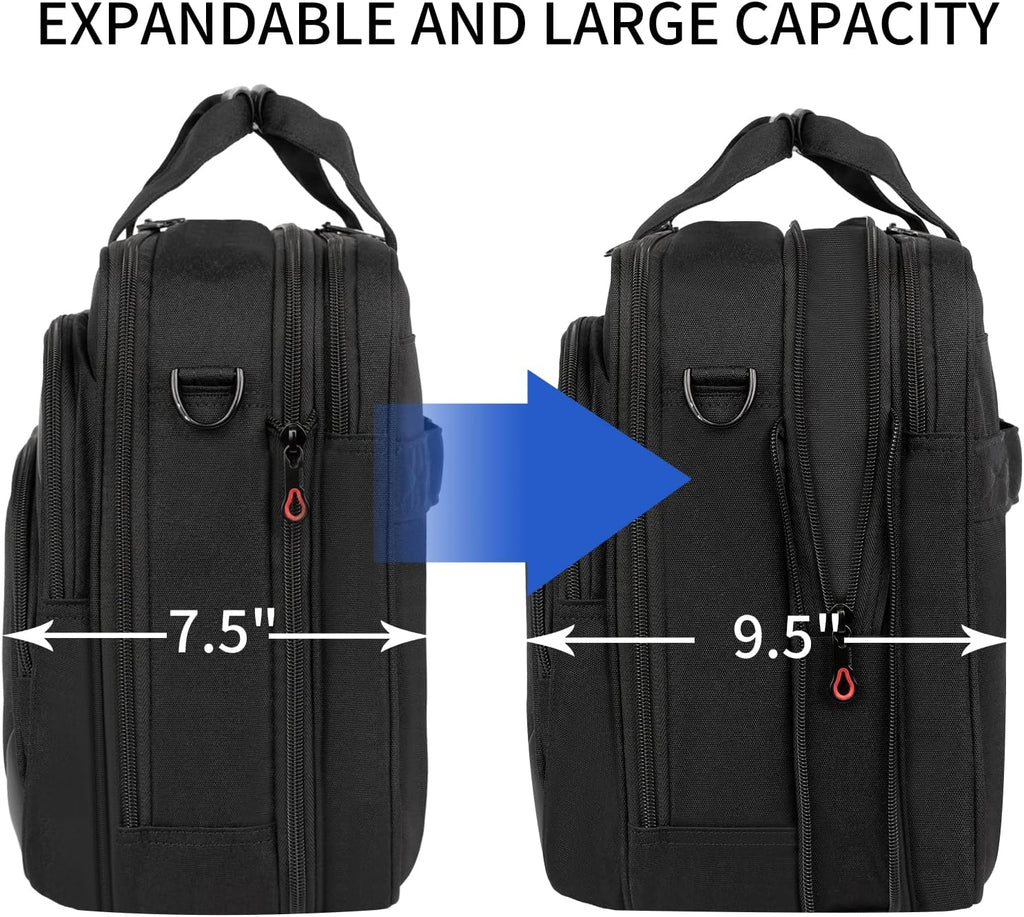 Laptop Bag 17.3 Inch Premium Laptop Briefcase, Expandable Water Repellent Laptop Shoulder Messenger Bag Durable