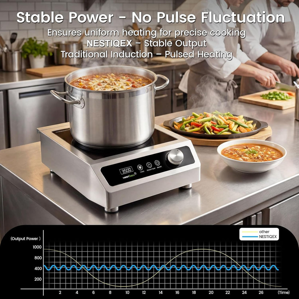 3500W Commercial Induction Cooktop, 208V 3-Phase Induction Burner