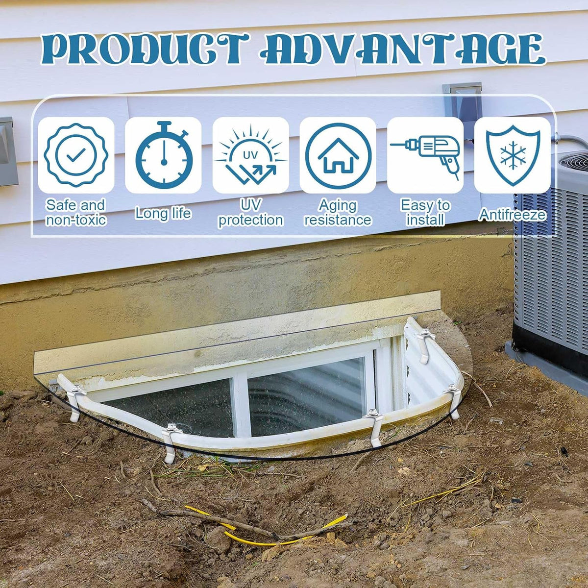 41"L x 17"W Outside Window Well Covers with Mounting Clip