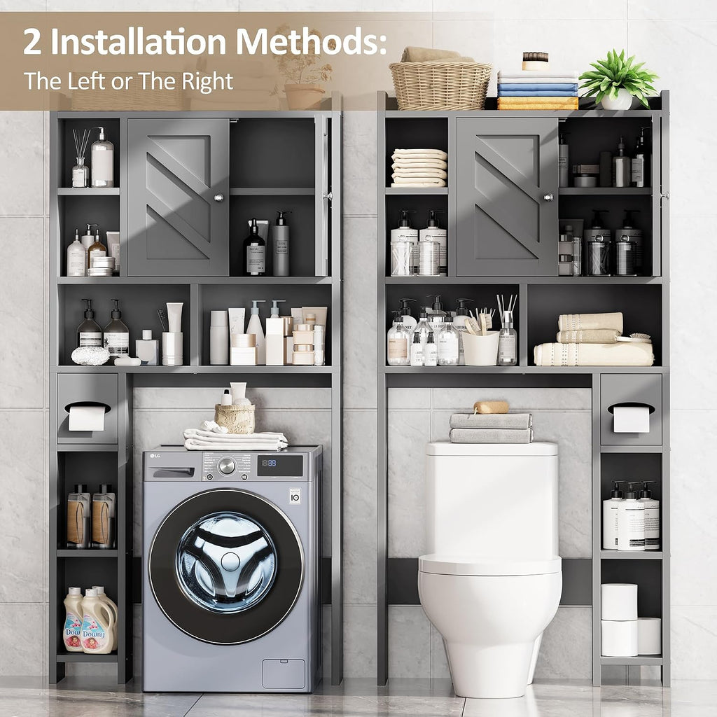 Over the Toilet Storage Cabinet, Freestanding Farmhouse Storage Cabinet Over Toilet, Bathroom Organizer with Paper