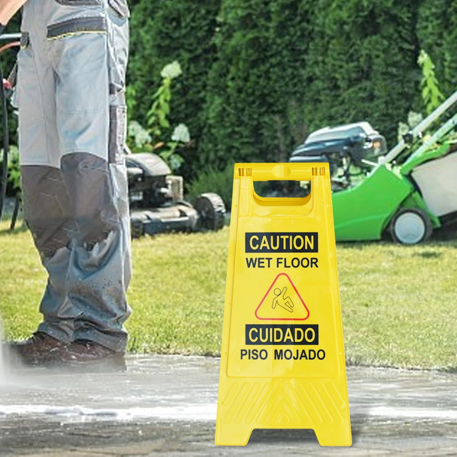 12-Pack 24in Caution Wet Floor Signs, Bilingual Warning Signs | Double-Sided Safety Sign for Office, Restroom