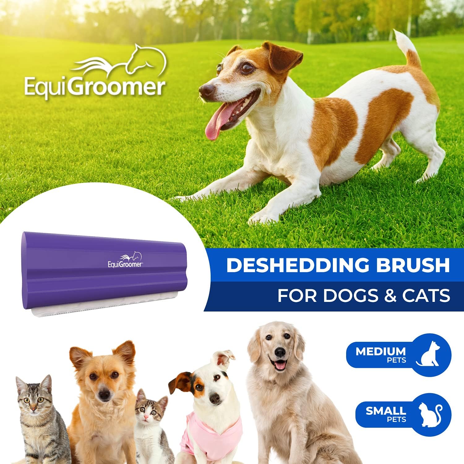 EasyGroomer Deshedding Brush for Dogs & Cats – Undercoat Grooming Tool for Short & Long Hair, Removes Loose Fur &
