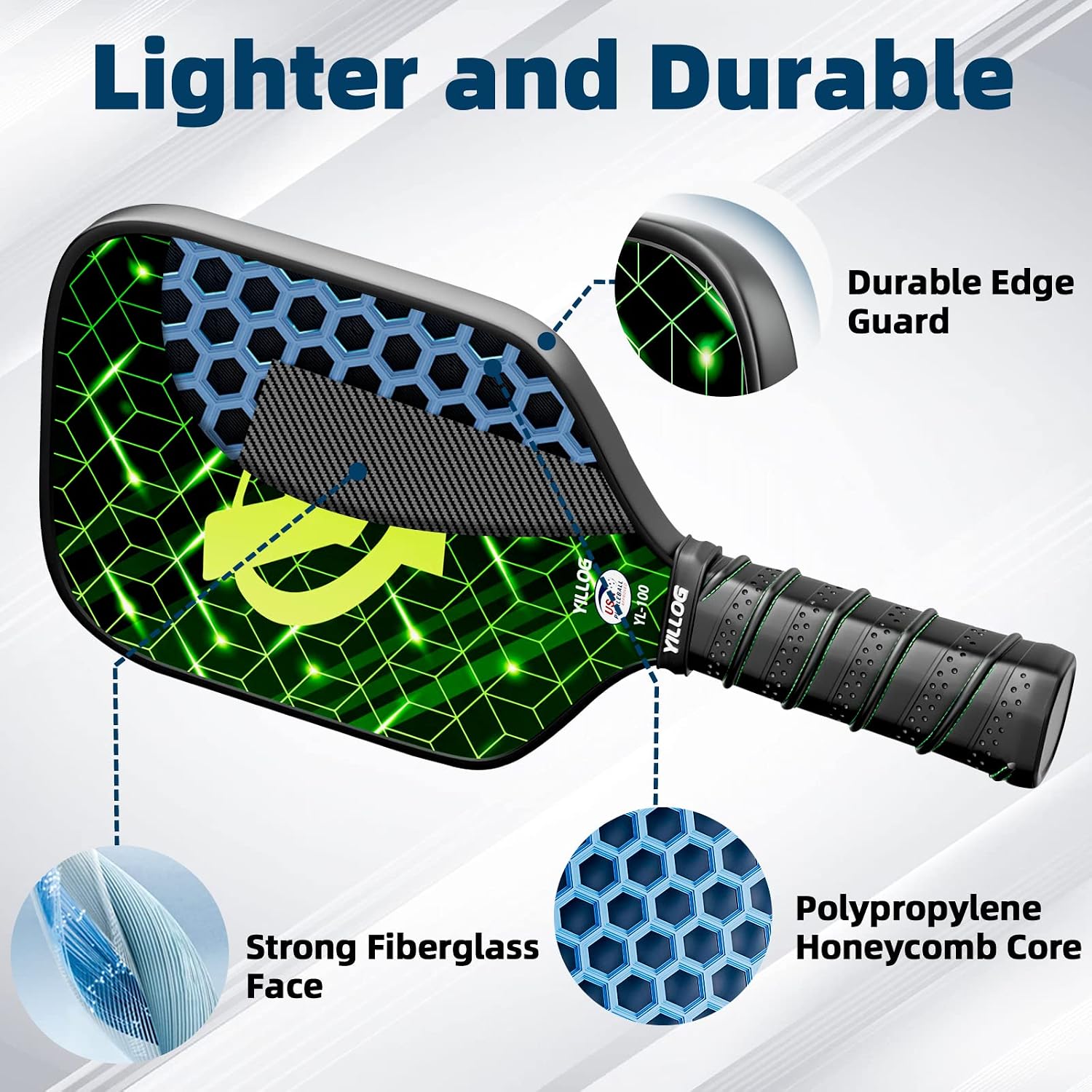 Pickleball Paddles Set of 4, USAPA Approved Fiberglass Rackets | 4 Pickleball Balls, 4 Cooling Towels, Pickleball