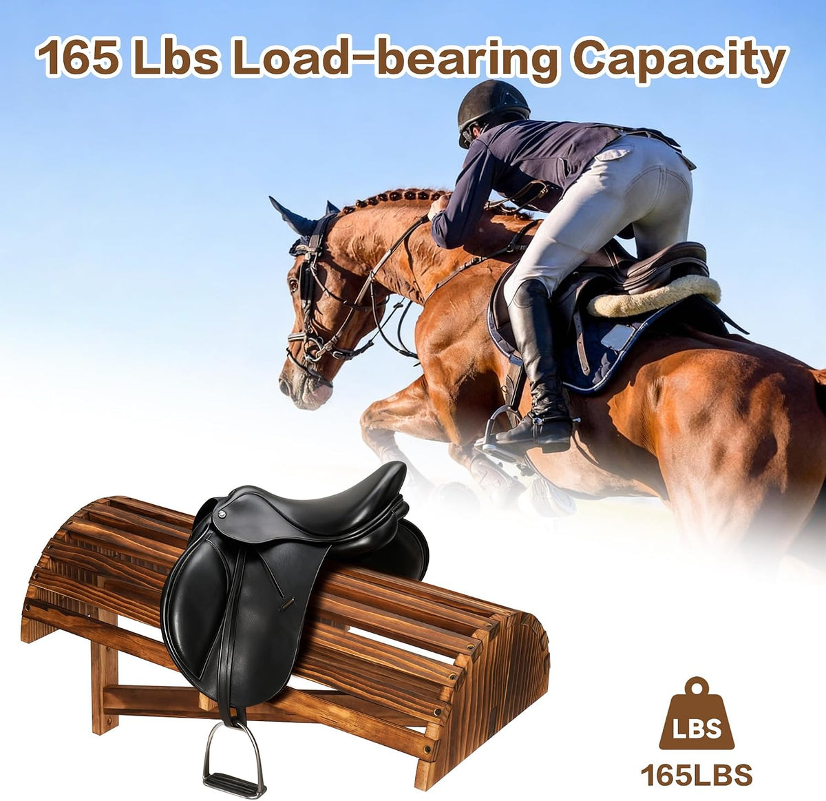 2 Pack Wood Saddle Rack Wall Mounted, 23.6 x11.8 x13.4 inch