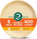 8 Inch Disposable Bamboo Plates (400 Pack, Round)