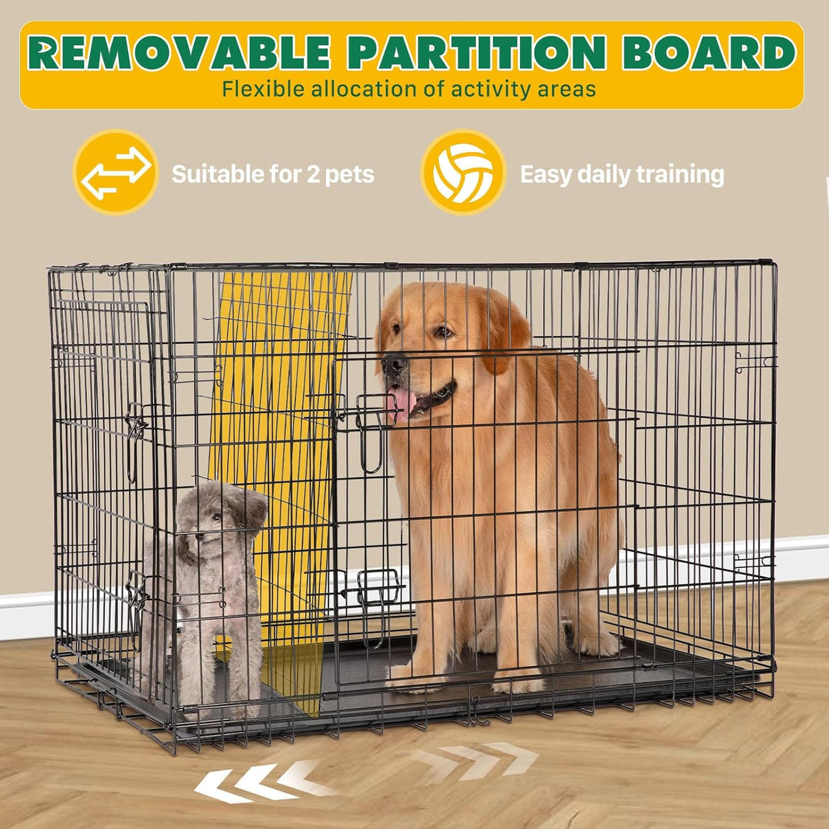 Extra Large Dog Crate 48 Inch Double Door Pet Cage Kennel