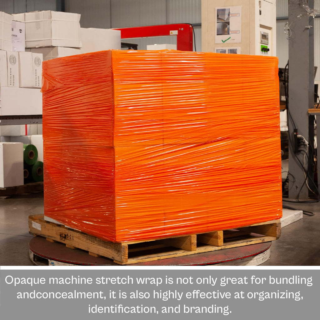 Orange Machine Stretch Wrap, 1 Pack, 20" x 5000 Feet, Dark/Opaque Color Plastic Cling Designed for Pallet Machine