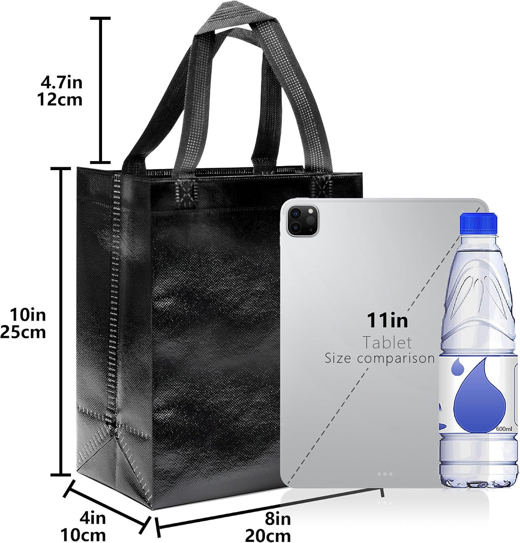 Black Gift Bags - 12pk - Reusable - With Inner Liner Paper
