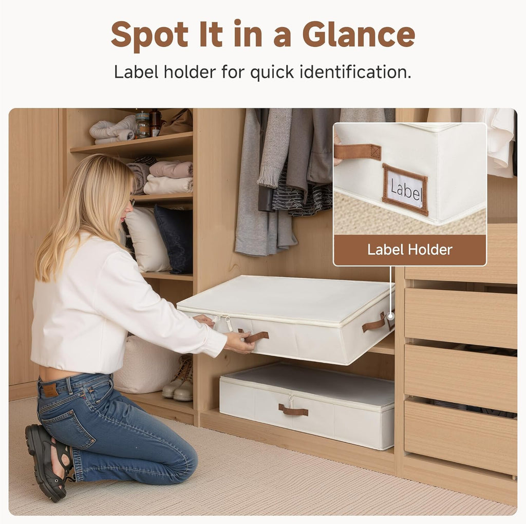 Underbed Storage Containers with Lids, 2-Pack 6" Low Profile Under Bed Organizers for Clothes, Bedding and Sweaters