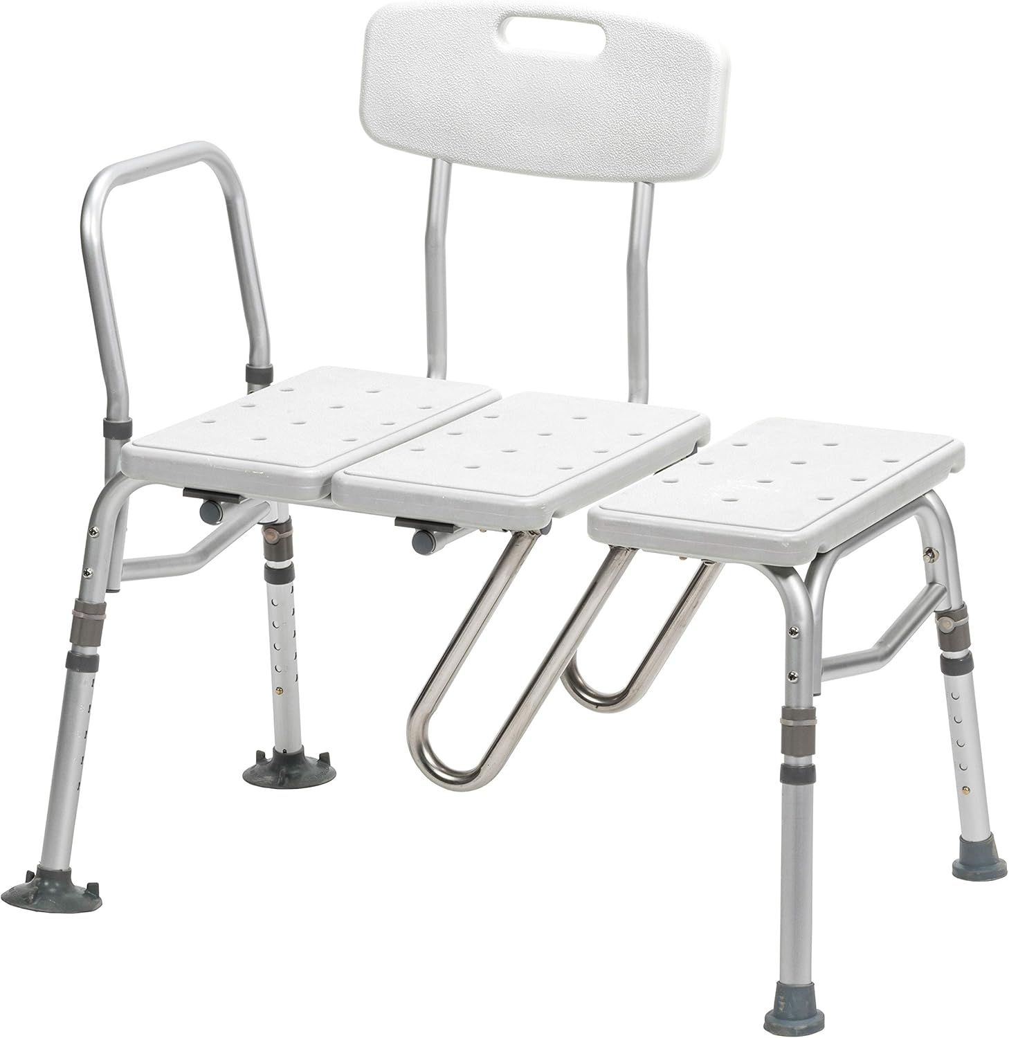Splash Defense Tub Transfer Bench for Bathtub - U-Shaped Shower Curtain Guard - Adjustable Height - Reversible Design