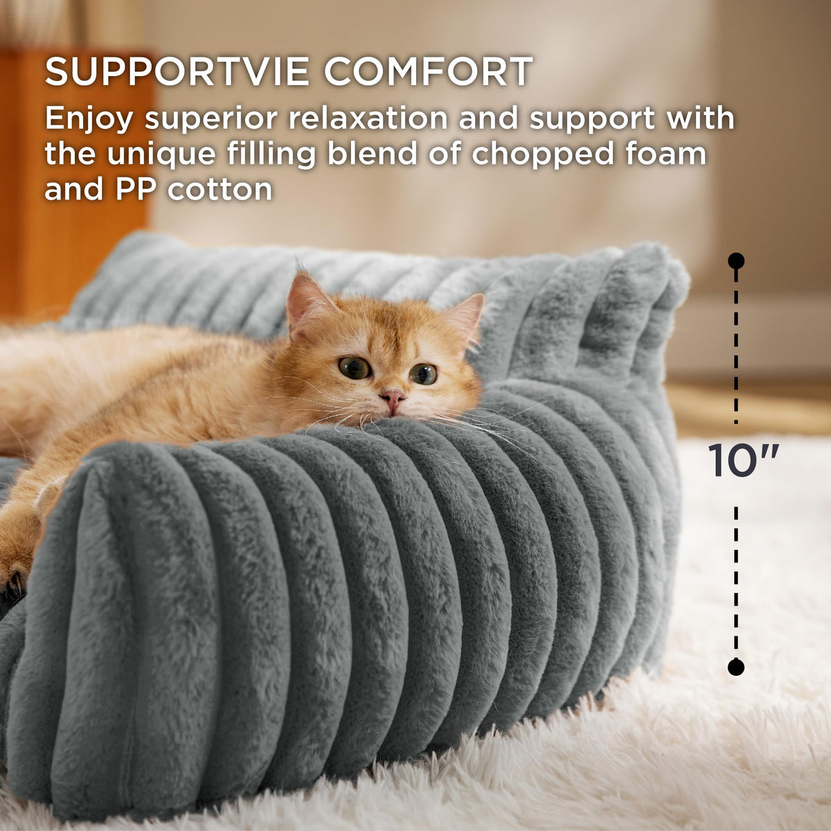 ComfyFleece Shown on TV Fluffy Cat Couch for Pets,24in Warm Grey