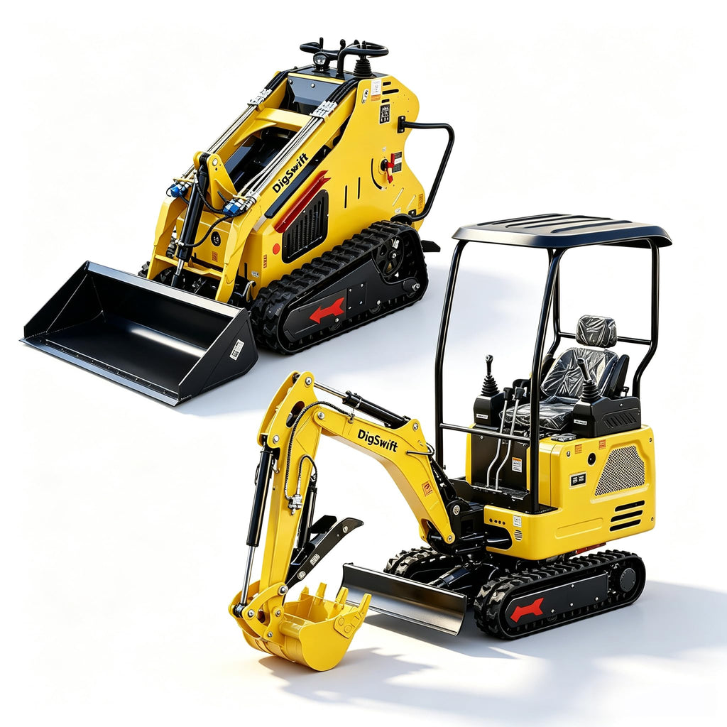 DS380Y,Stand-On Mini Skid Steer Loader, 13.5HP Gas Engine Track Loader+1.8 Ton KubotaEngine Diesel Mini