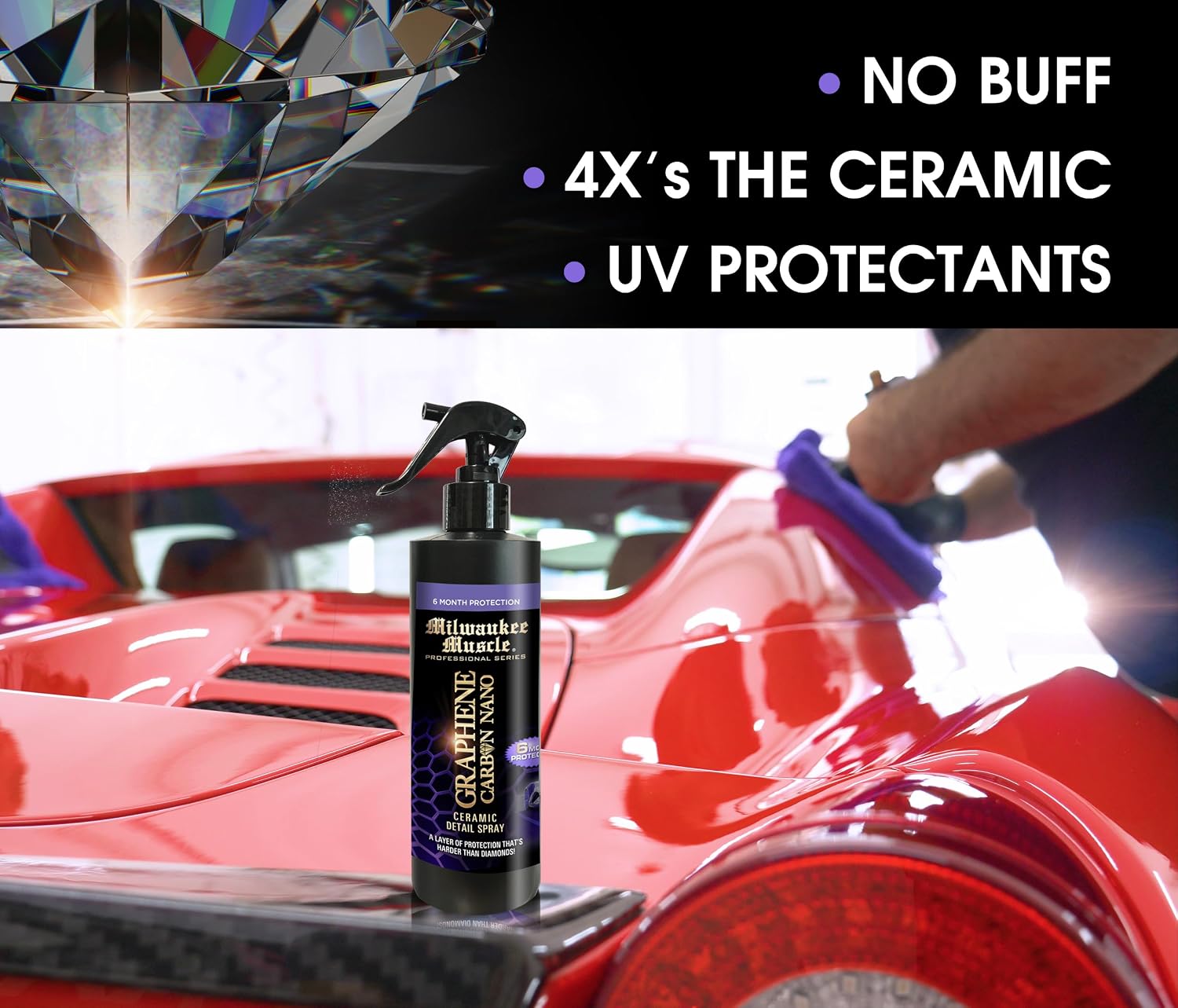 16oz Graphene Ceramic Coating Detail Spray Wax - The Best Protection Against Scratches, Swirls, Paint Chips, No Buff