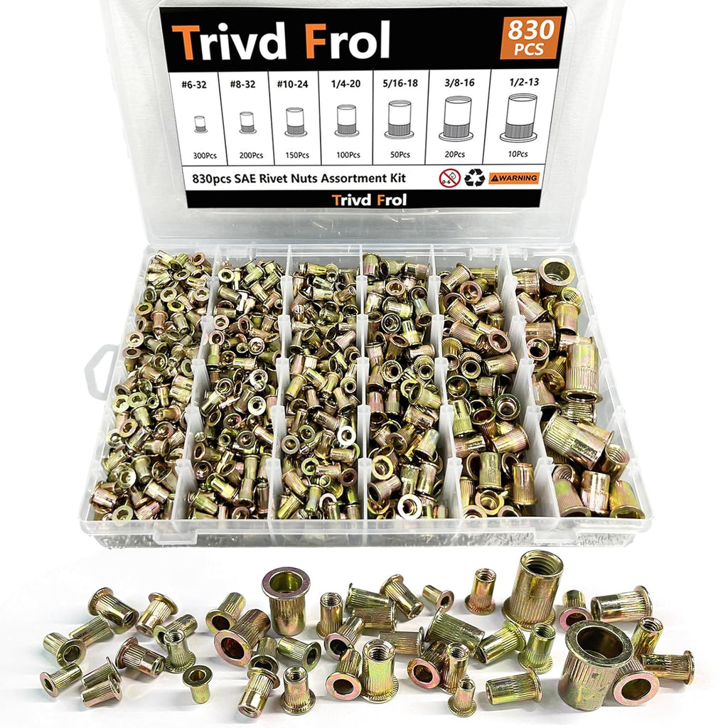 Trivd Frol 830PCS SAE Rivet Nut Tool Kit, 6-32 to 1/2-13