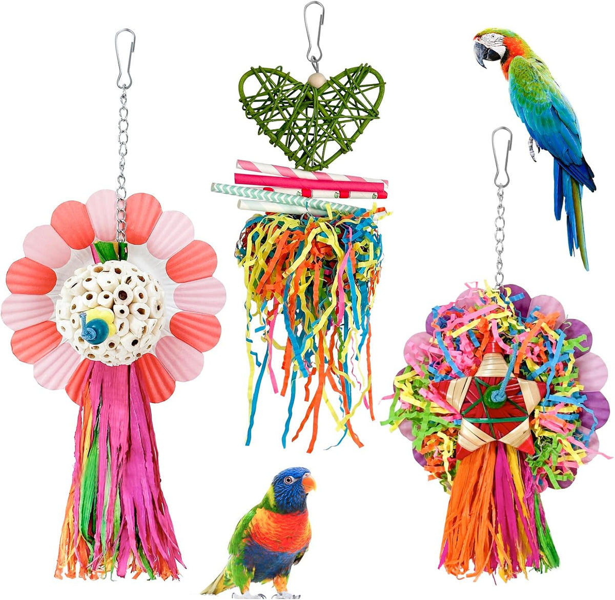 Bird Toys, 3PCS Natural Corn Cob Bird chew Toys Bird Foraging Toys for Small Medium Parrots, Conures, Cockatiel