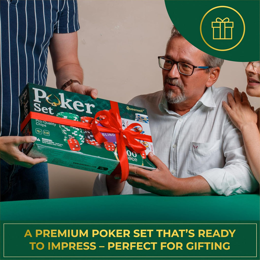 Poker Set with 300 Professional Weight Poker Chips for Texas Holdem – Poker Chip Set with Aluminum Carrying Case