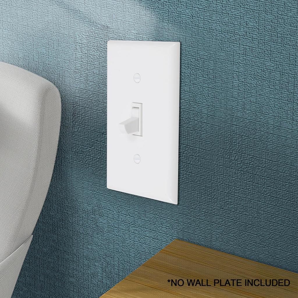 ThunderWay Quiet Toggle Light Switch - 15A, 120V, AC, Residential & Commercial Grade, UL Listed (10 Pack, White)