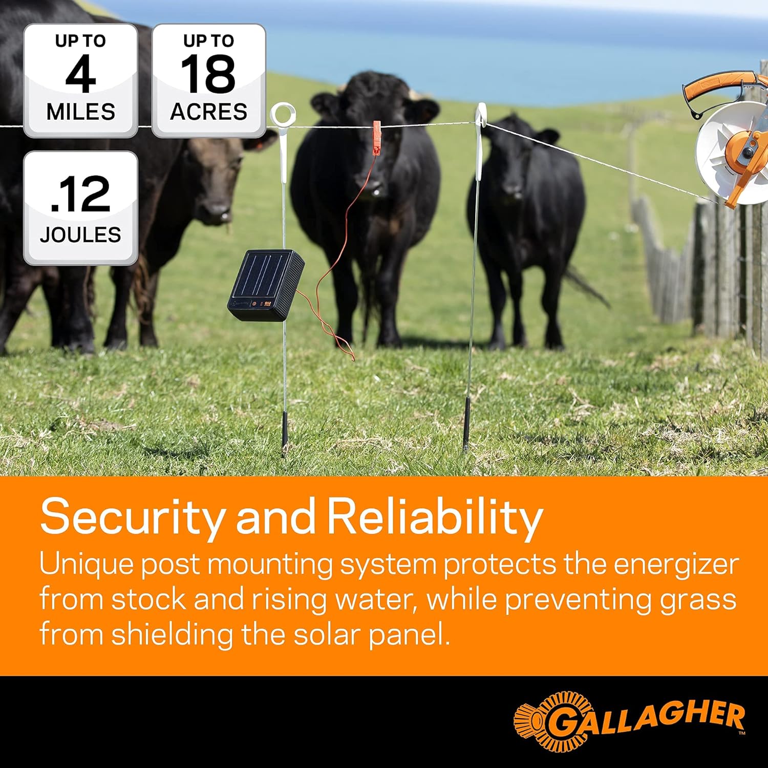 S12 Solar Fence Charger | Solar Electric Fence Energizer | 4 Miles of Protection | For Livestock, Goats, and Small