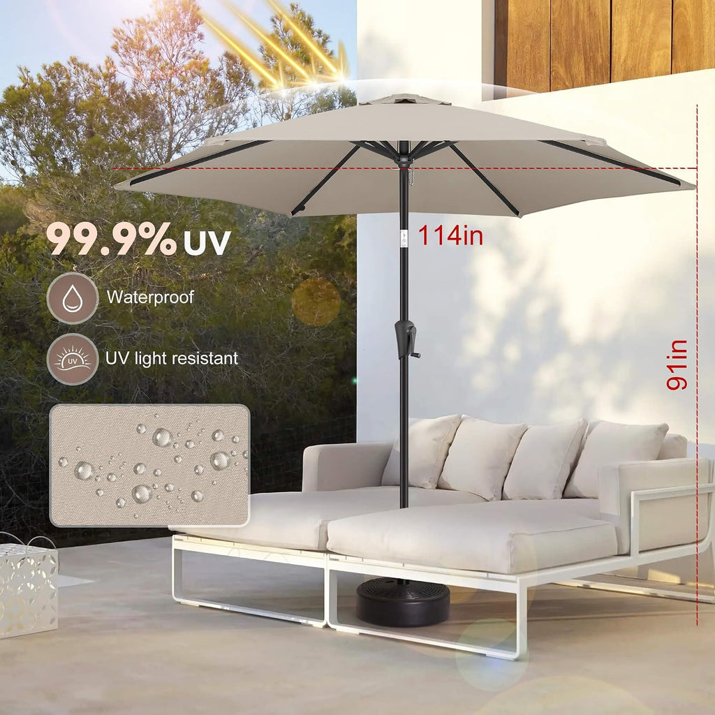 10FT Patio Umbrella Outdoor - Table Umbrella with 6 Sturdy Ribs, Market Umbrella with Push Button Tilt, UV Protection