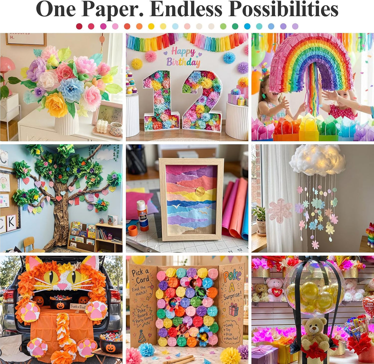 Tissue Paper 330 Sheets, 14 X 10 inch 20 Colors for Gift Bags
