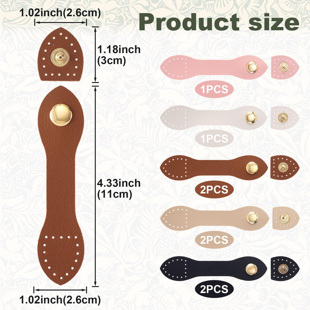 8 Sets Leather Snap Buckles Snap Button Closure, 5 Colors
