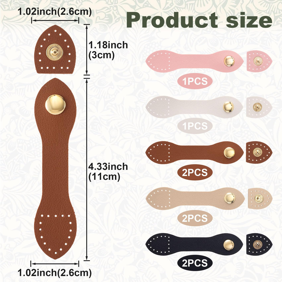 8 Sets Leather Snap Buckles Snap Button Closure, 5 Colors