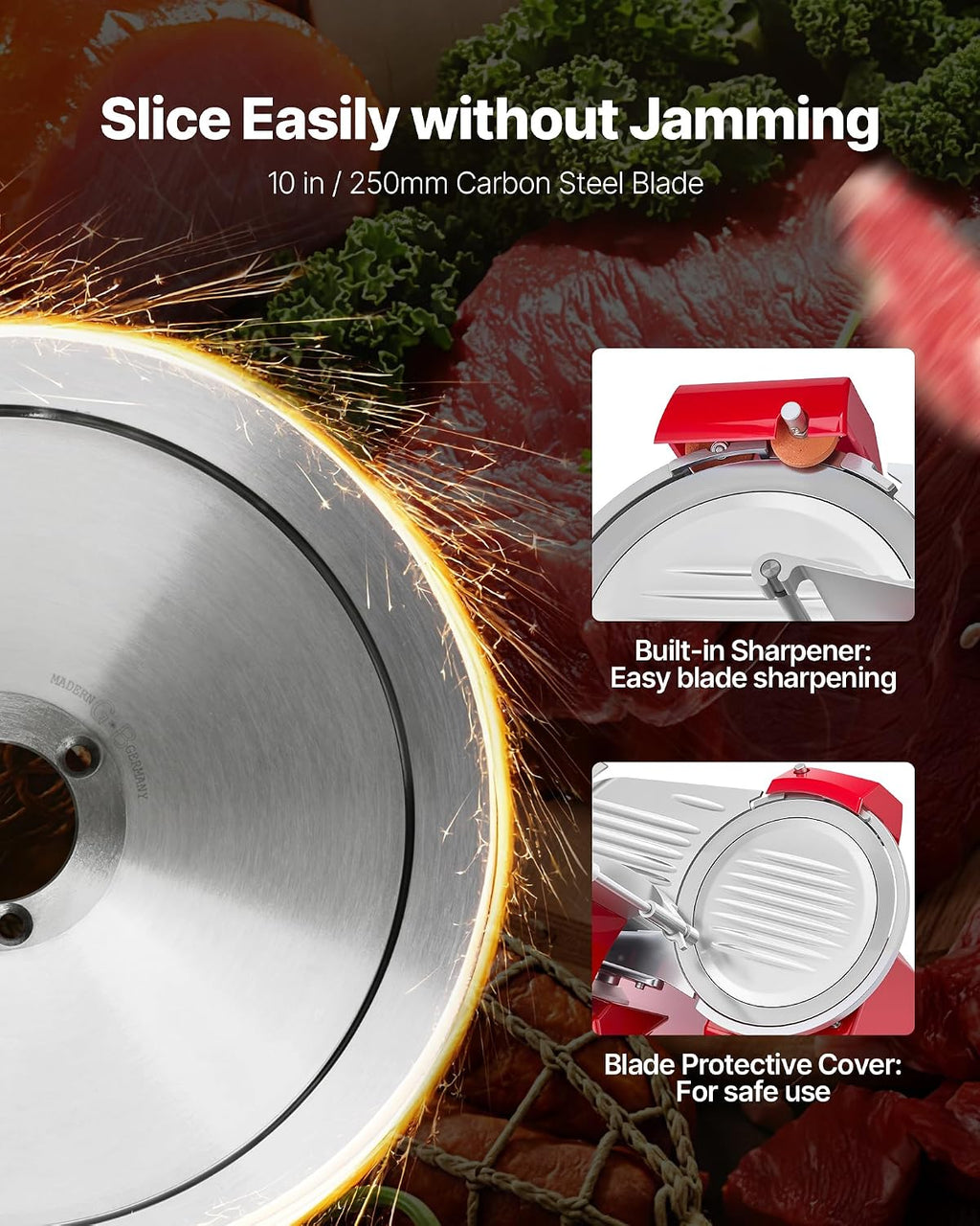 Commercial Meat Slicer 340W Electric Deli Food Slicer 10 inch Blade