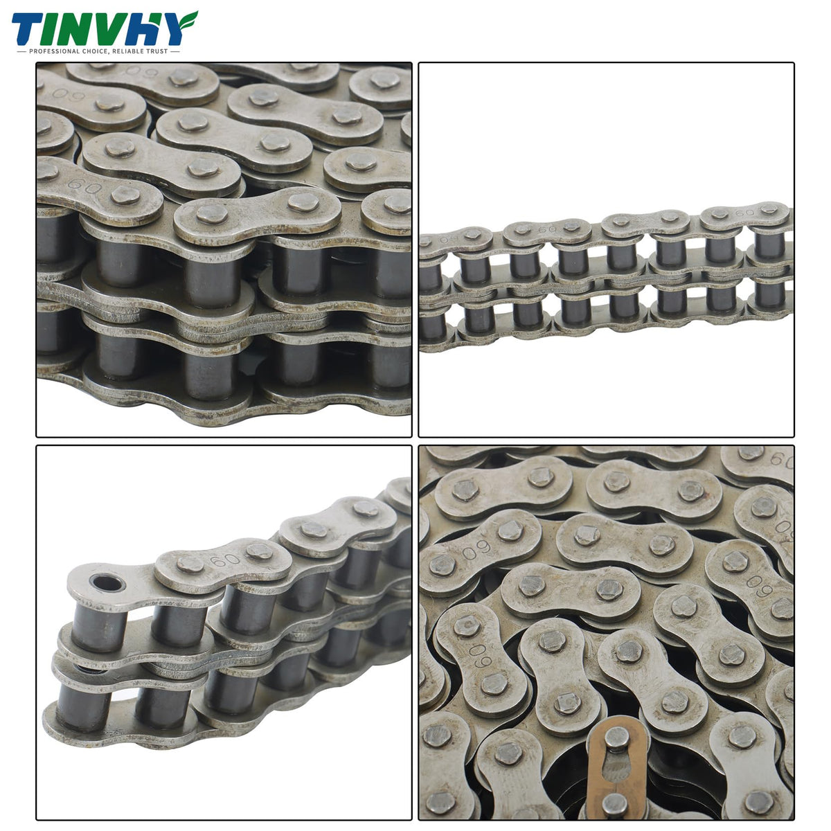 TINVHY 60-2Double Strand Duplex Roller Chain 10Ft Kit with Connecting Links