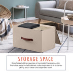 3 Pack Collapsible Storage Bins with Lid, 15x10x9, Beige