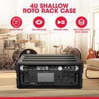 4U Shallow Roto Rack Case - Durable Polyethylene Gear Protector, Stackable, Waterproof with Twist Latches & Rubber