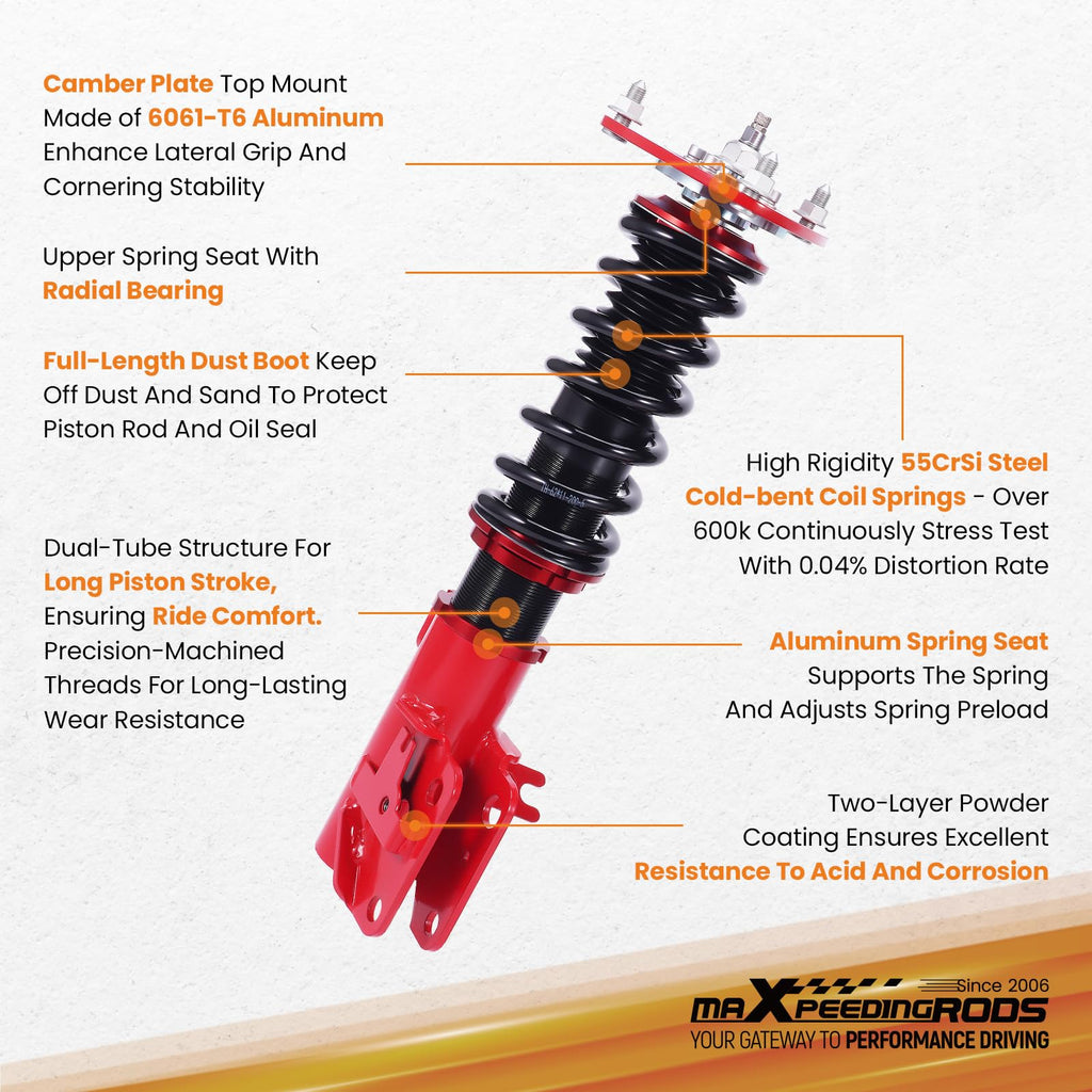 Coilover for Subaru WRX 2022-2025, Red Damper Adjustable