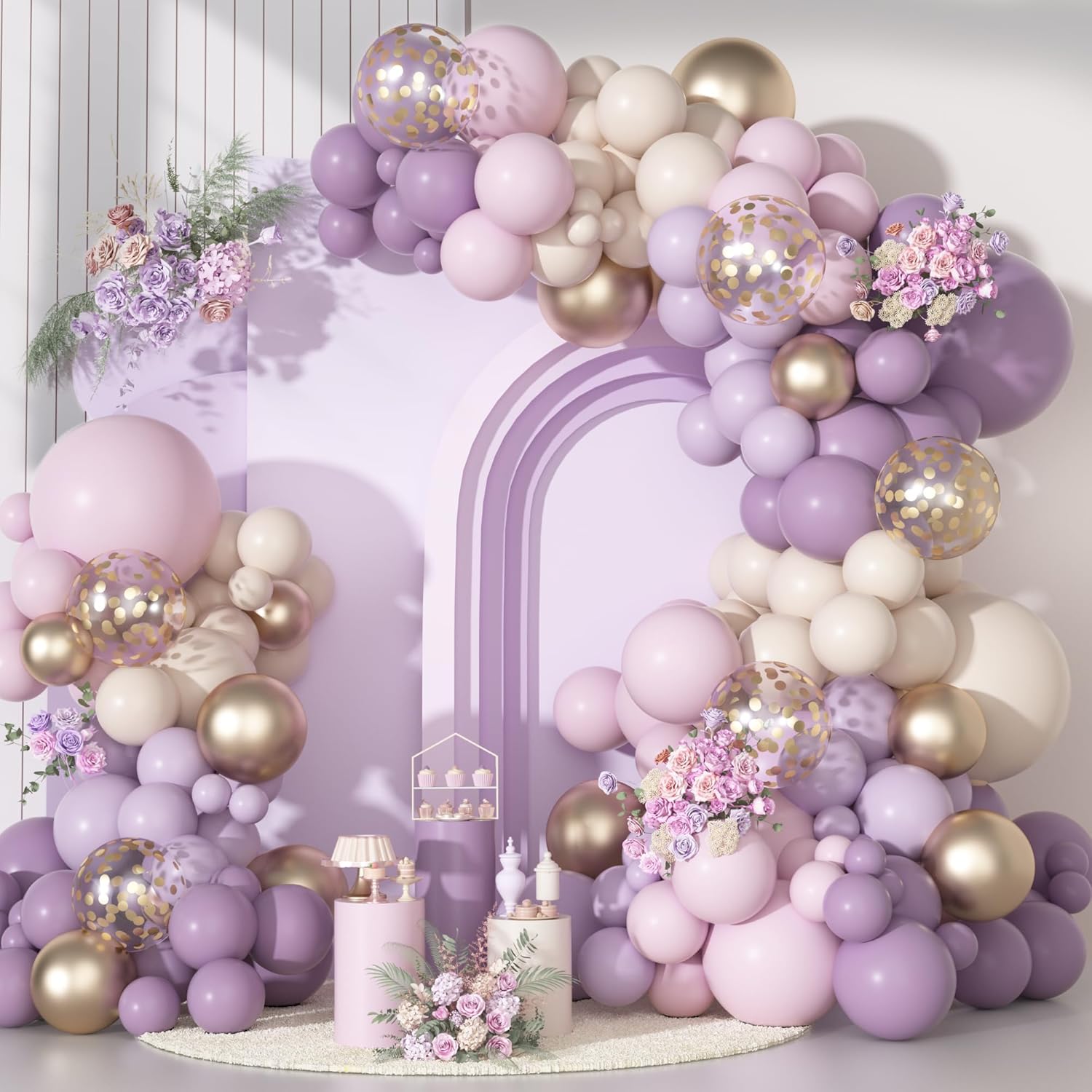 Dusty Purple Balloon Arch Garland Kit, Different Sizes 18 12 10 5Inch Purple Pink Lavender Sand Rose Gold Metal