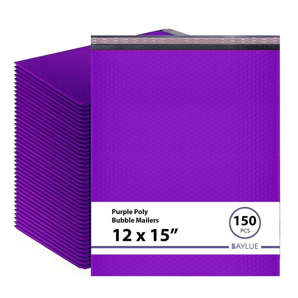 Purple Bubble Mailers 12x16/12x15, Poly Padded Envelopes, 150 Pack