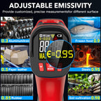 Infrared Thermometer Laser Temperature Gun, Adjustable Emissivity, 1202℉