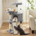 Cat Tree, 45.3-Inch Cat Tower, Plush Condo with Scratching Post, Ramp, Perch, Spacious Cave