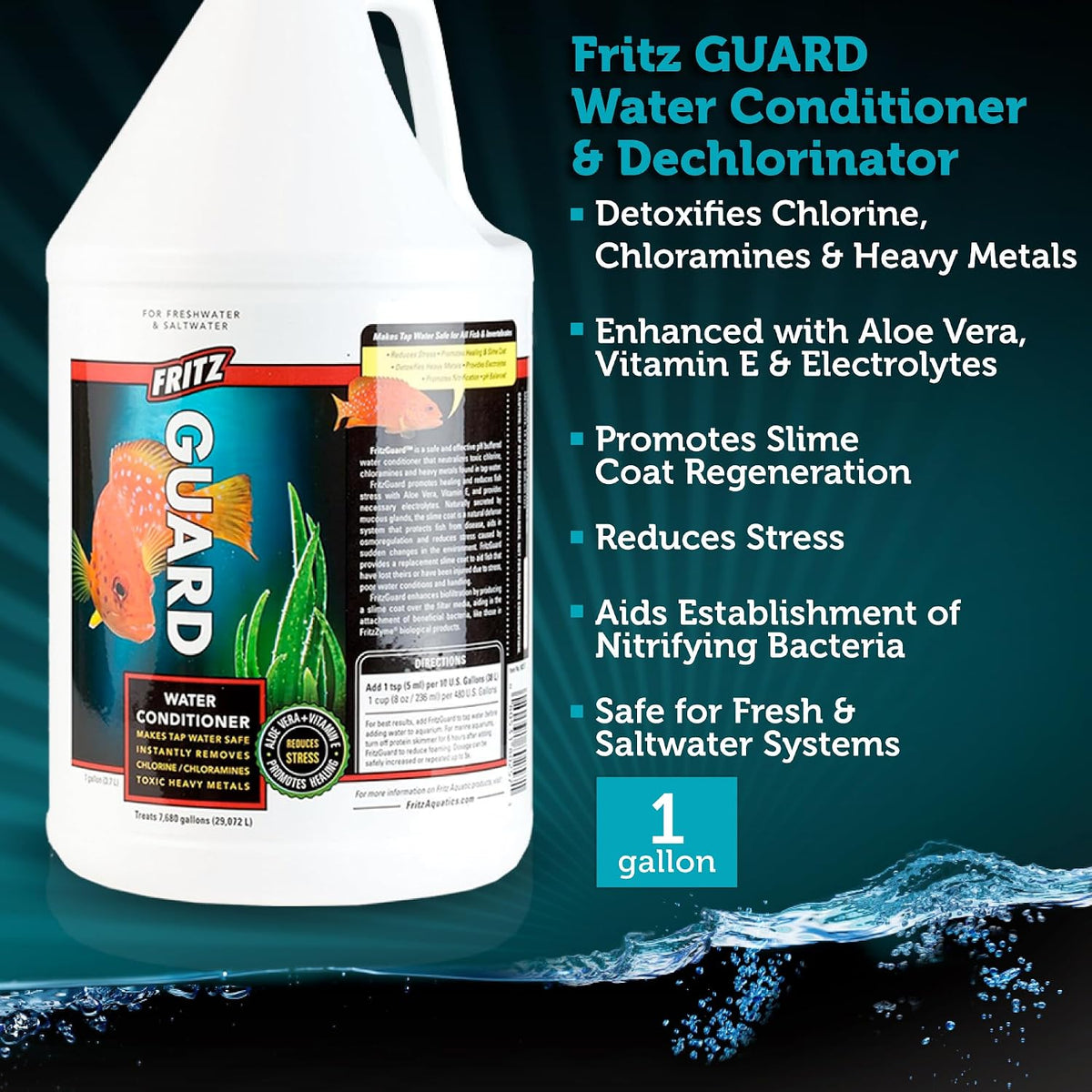 FritzGuard Water Conditioner/Dechlorinator Makes Tap Water Safe for Fresh & Salt Water Aquariums (1-Gallon)