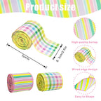 2 Rolls 2.5"×10 Easter Flag Ribbons Wired for Wreath Bow Wrapping (Easter)