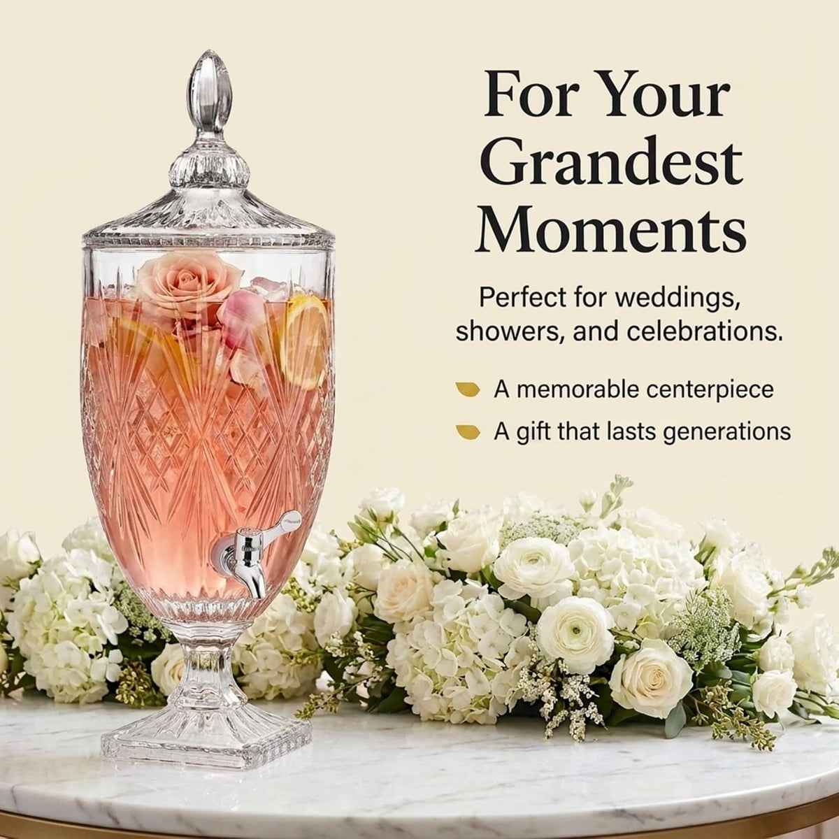 Iced Beverage Dispenser, Dublin Crystal Collection - 1 Gallon