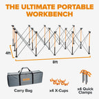 Centipede Folding Work Table 4x8 ft Portable Workbench for Garage