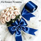 3 Inch x 25 Yards Navy Blue Satin Ribbon Gift Wrapping Ribbon